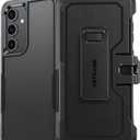 FNTCASE for Samsung Galaxy S24-FE Case: Dual Layer Military Grade Drop Protection Cell Phone Cover with Belt-Clip Holster | Shockproof Rugged Durable Heavy Duty Protective Bumper Tough (Black)