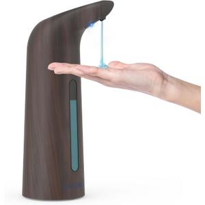 Convenient Automatic Soap Dispenser,4 Adjustable Levels Touchless Hand Sanitizer Pump with Infrared Sensor, 400 ml Countertop Electric Soap Dispenser for Bathroom,Kitchen (Deep Grain)