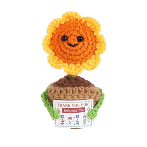 Pack of 2 Appreciation Gifts for Teacher,Thank You for Helping me Grow, Positive Sunflower bee Doll Crochet Plant with Card for Teacher Boss Coworkers (Yellow)