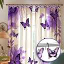 Sawysine 12 Pcs Purple Butterfly Shower Curtain Hooks Set Wood Decorative Purple Butterfly Bathroom Decor Accessories Lilac Spring Shower Curtain Hangers for Bathroom Bedroom Living Room
