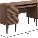 Modway Render Mid-Century Modern, Office Desk, Walnut, 61"D x 19"W x 30"H