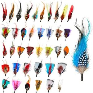 Kenning 39 Pcs Hat Feathers Assorted Feathers for Hats Colorful Real for DIY Craft, Christmas Decorations Men Women Approx. 8-11 cm