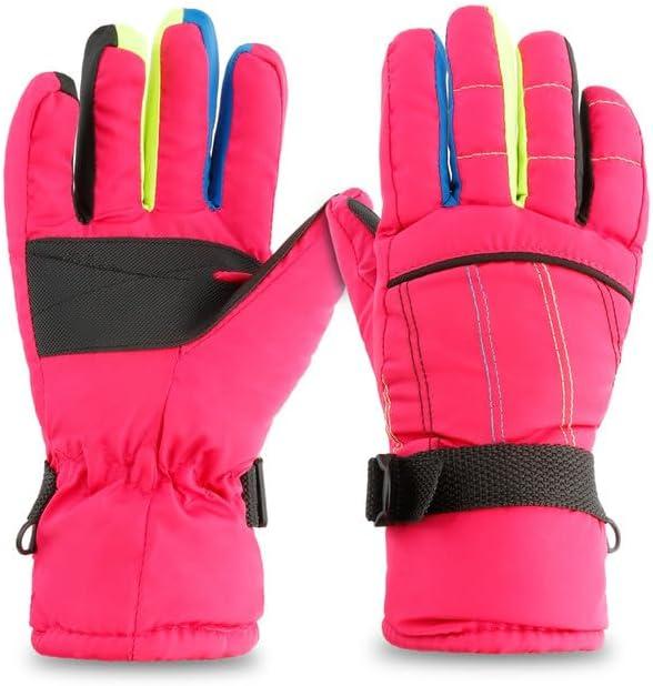 Kids Snow Gloves for Skiing Kids Mitten Winter Waterproof Girls and Boys Snow Gloves for Winter Cold Weather (8-14 years old, Red)