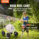 VEVOR Hose Reel Cart, Hold Up to 250 ft of 5/8 Hose, Garden Water Hose Carts Mobile Tools with 4 Wheels, Heavy Duty Powder-Coated Steel Outdoor Planting with Storage Basket, for Garden, Yard, Lawn