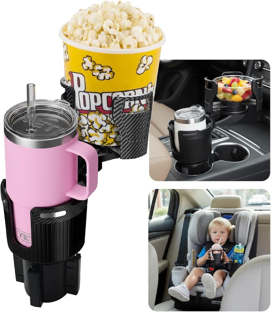 OtterVerz 11 Upgraded Car Cup Holder Expander,2 in 1 Extra Cup Holder for Car, Double Automotive Cup Holder Extender Adapter, Fits Hydro Flask, Yeti, Nalgene, 32/40 oz Large Bottles Drinks Mugs