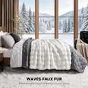 Ultra Soft Faux Fur Bubble Blanket King Size,White,108"x90", 90x108