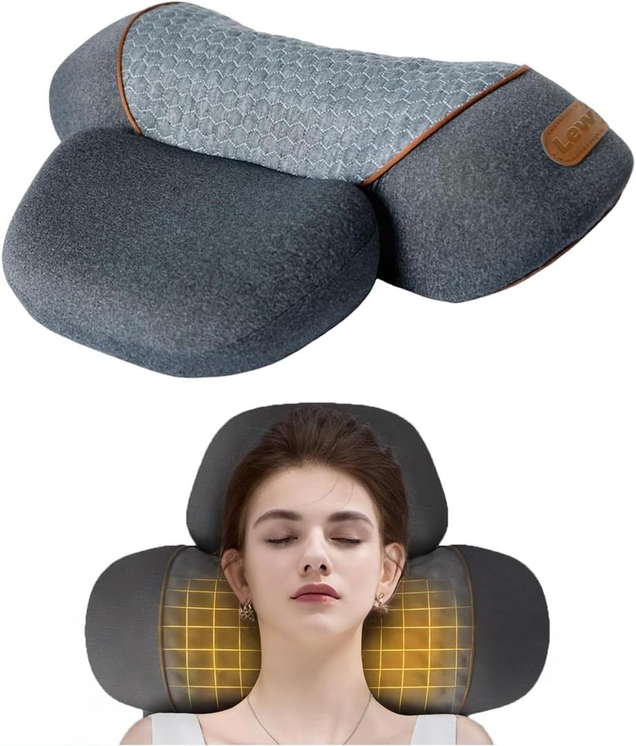 Non-Rechargeable 3-in-1 Neck Massager Pillow with Heat for Pain Relief Deep Tissue, Cervical Neck Pillow with Traction Massager,Dark Grey