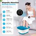 KNQZE Collapsible Foot Spa with Heat, Remote Control, Temperature Control, Bubbles, Pumice Stone, Red Light, Timer, 16 Massage Roller Pedicure Foot Bath Tub Foot Soaker for Relaxation & Stress Relief