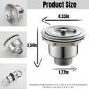 Drain Plug Basket Strainer Stainless Steel Sink Plug Kit, Hair Salon Shampoo Basin Drain Plug kit, Fast Drainage Sink Plug with Hair Catcher Accessories for Shampoo Bed, kitchen, Sturdy and Durable
