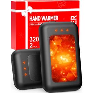 Hand Warmers, Hand Warmers Rechargeable, Reusable Portable Electric Hand Warmer, Fast Intelligent Heating in 1 Second, Gifts for Christmas, Outdoor, Golf, Hunting, Camping Accessories (Black 2Pack)