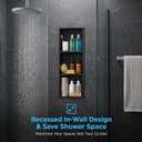 304 Stainless Steel Shower Niche 12” x 36” for Bathroom Storage | Matte Black Recessed Shower Niche No Tile Needed with 3-Tier Shelves