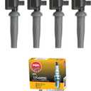 4PCS Ignition Coil & NGK Platinum Spark Plug Kits Compatible With Ford Lincoln Mercury C-Max Escape Fusion Transit Connect MKZ Mariner Milan 2.0 2.5 UF-621 UF621 FD505