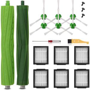 Replacement Parts Compatible with iRobot Roomba I, E & J Series i7 i7+ i2 i3 i3+ i4 i4+ i6 i6+ i8 i8+/Plus j6+ j7, 1 Set of Multi-Surface Rubber Brushes, 6 HEPA Filters, 6 Side Brushes