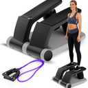 Air Stepper Exercise Machine with Resistance Bands, Stair Stepper with LCD Monitor, Adjustable Resistance Cardio Trainer for Home Workout, Compact Fitness Equipment, 300 lbs Weight Capacity