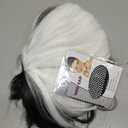 QACCF Short Wavy Shoulder Length Women Full Bang Heat Resistant Wig (Black and White)