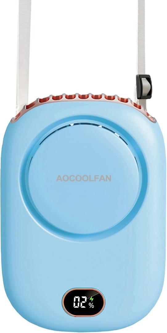 Portable Neck Fan, Mini Small Personal Handheld Fan USB Rechargeable 3 Speed for Girls Boys Woman Eyelash Travel Home Office Outdoor (light blue)