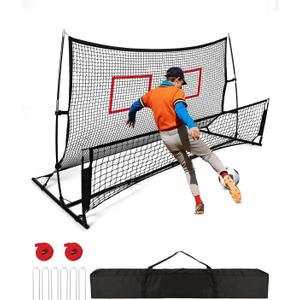 Soccer Rebounder 2In1, Large(7.2x4)&Small(7.2x4) Dual-Sided Soccer Rebound Net With 2Pcs Adjusted Freely Target, 6Pcs Metal Stakes&Carry Bag, Suitable for All Ages Team or Solo Soccer Training