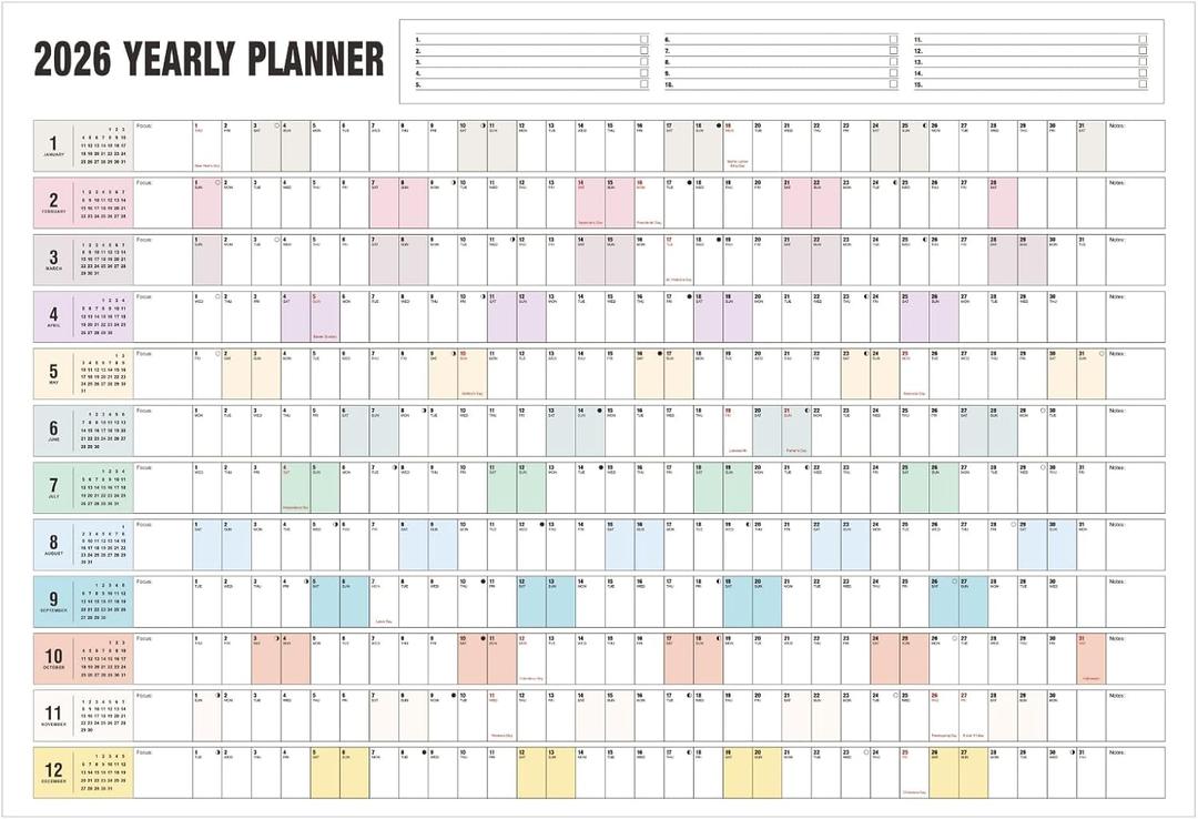 Yearly Wall Calendar 2026, Paper Full Year Wall Calendar One Page, 365 Day Calendar at One Glance, 23"X 33", Paper Folded