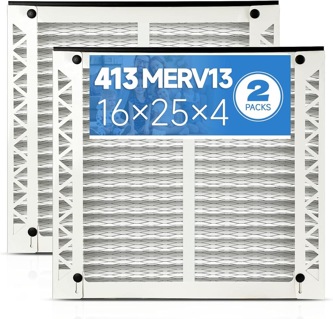 16x25x4 Air Filter 413 MERV 13 (2-Pack) Compatible with Aprilaire Air Purifiers Model 1410, 1610, 2410, 2416, 3410, 4400, 2140, Pleated HVAC AC Furnace Filter Replacement