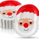 Yungyan 50 Pcs Christmas Disposable Plates Santa Paper Plates for Christmas Wedding Birthday Family Party Tableware Supplies Serve 50 Guests, 8.3 x 7.7 Inch, Red and White
