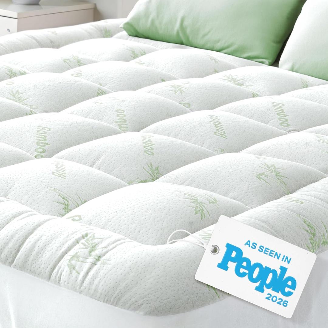 Niagara Sleep Solution Ultra Soft Full Size Mattress Topper - Viscose Made from Bamboo Pillow Top Mattress Pad for Back Pain Relief - Naturally Cooling for Hot Sleepers, Green