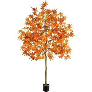 Fall Tree Outdoor 6.5FT Tall Artificial Maple Trees Potted Natural Autumn Tree for Porch Faux Fall Tree for Home Decor Indoor Floor Front Porch Entrance Halloween Thanksgiving (1 Pcs)