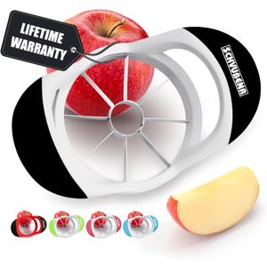SCHVUBENR 3.5 Inch Apple Slicer - Professional Apple Cutter - Stainless Steel Apple Corer - Super Sharp Apple Slicer and Corer - Apple Tool with 8 Sharp Blades(Black)