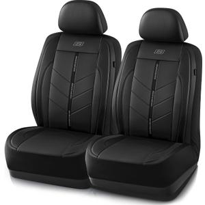 Skechers Car Seat Covers,Luxury Faux Leather Seat Covers,Waterproof Anti Slip Car Seat Protector Front Seats,Car Accessories Airbag Universal Fit for Most Cars,Vans,Trucks,SUV,Black