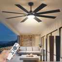 Fanbulous 65 Inch Ceiling Fan with Light and Remote, 6 Speeds Reversible DC Motor Ceiling Fans for Living Room Patio Garage, 3CCT Dimmable LED, 8 Wood Blades, Downrod Mount, Sloped Ceiling Compatible