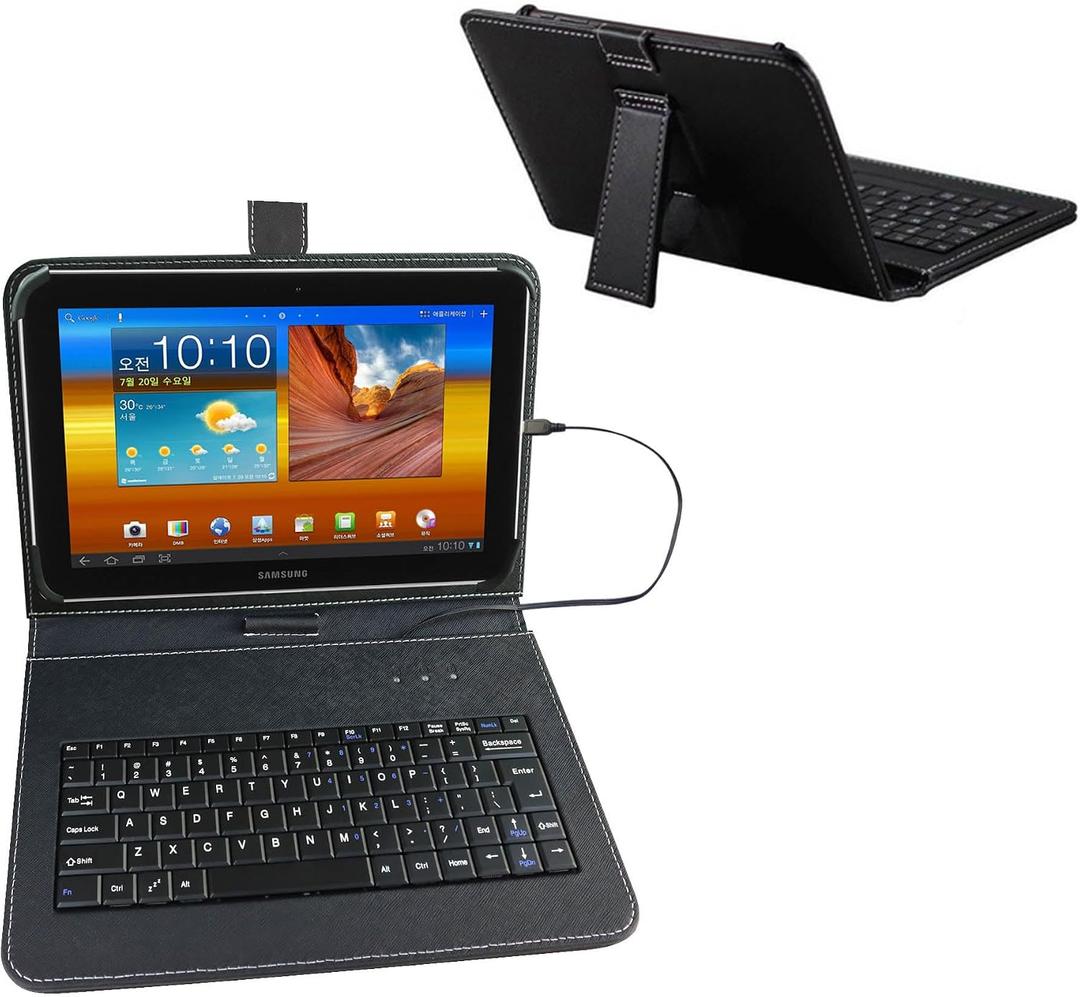 10 inch Tablet Case 9.7-11 inch Tablet Cover with QWERTY External Keyboard USB C Port Compatible with Samsung Galaxy Tab A8 A7, Fire HD, Googee U10, Blackview, Nokia T20, Tab M10