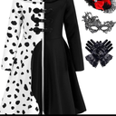 Mecamelon Girls Vintage Halloween Costume Dress Up Dalmatian Print Outfit, 7 Years