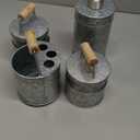 Autumn Alley Rustic Bathroom Accessories Set 4 - Galvanized Soap Dispenser, Rustic Toothbrush Holder, 2 Apothecary Jars Qtip Holder - Western Bathroom Decor  Farmhouse Bathroom Decor Accessories