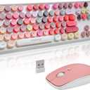 FOPETT Wireless Keyboard and Mouse Sets,Reliable 2.4 GHz Connectivity for PC,Laptop,Smart TV and More (White Colorful)