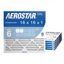 Aerostar 16x16x1 MERV 6 Pleated Air Filter, AC Furnace Air Filter, 6 Pack (Actual Size: 15 3/4"x15 3/4"x3/4")
