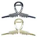 2 x Large Claw Clips with Pearl and Rhinestone, Hair Clips for Women, Metal Hair Claw Clips, Strong Hold Metal Claw Hair Clips for Ladies Thick Hair & Thin Hair, Non-Slip/Rust Claw (2 Pack)