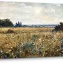 crmotu Landscape Wall Art, Nature Wall Art, Large Wall Decor, Meadow with Wildflowers Art Prints, Country Field Canvas Pictures for Living Room Bedroom Kitchen Modern Farmhouse 20"X40"
