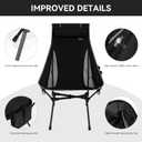 TOBTOS Portable High Back Camping Chair, Support 440 lbs, Ultralight Folding Chair with Head Support, Compact Backpacking Chair for Outdoor Camp Backpacking Fishing (Black)