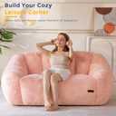 MAXYOYO Bean Bag Chair, Comfy Bean Bag Sofa with Back Support, Loveseat Faux Fur Bean Bag Chair for Adults, Stuffed Floor Sofa for Living Room, Bedroom, Apartment, Pink