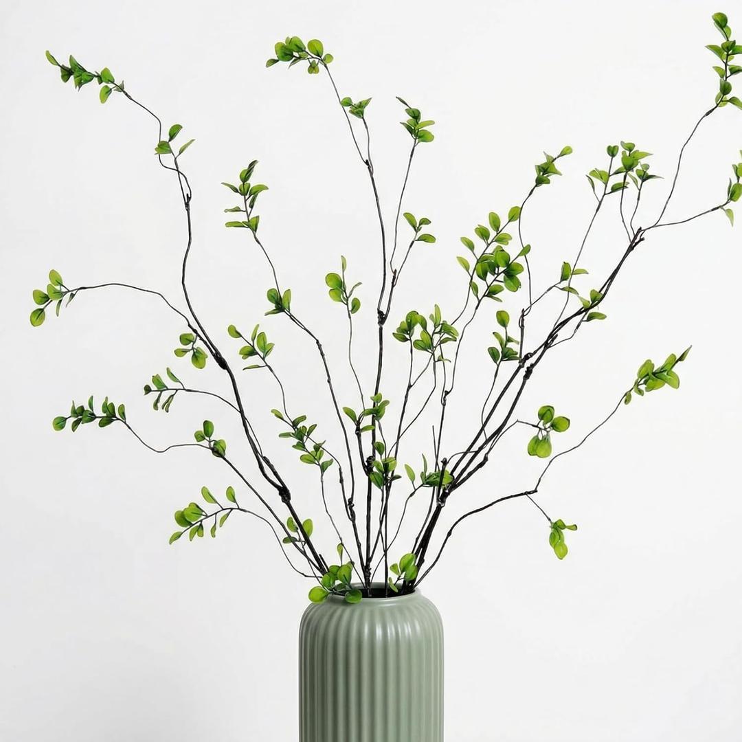 Giegxin 6 Pcs 35.4'' Artificial Ficus Branches Faux Eucalyptus Stems Fake Greenery Twig Tall Realistic Leaf Spray Green Plant for Vase Filler Desk Decoration Fake Leaves Wedding Centerpieces Decor