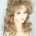Women's Wigs 70s 80s Fashion Singer Wigs Golden Brown Long Curly Beehive Wigs for Halloween Costume Party Wig