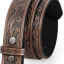 Men Women Western Belt Strap for Jeans Dress Cowboy Leather Belt Strap without Buckle (28''-31'', Dark Brown)