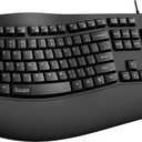 Ergonomic Keyboard, Wired Computer USB Keyboard with Wrist Rest, Spill-Resistant, Wave Keys for Natural Typing, Compatible with Windows/PC/Laptop(Black) (Deep Black)