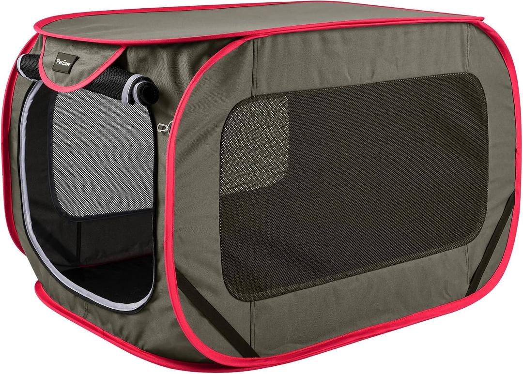 Large Pop Up Kennel,Collapsible Travel Pet Crate, Indoor and Outdoor Portable Dog Enclosure, Portable Pet Car Seat Kennel (Coffee, Large)