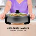OVENTE 11.5-Inch Electric Skillet & Frying Pan, 1400W Nonstick Cooking Pan with Adjustable Temperature Control, Tempered Glass Lid with Steam Vent, Cool-Touch Handles, Easy-Clean Black SK11112B