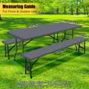 Smiry Picnic Table Cover with Bench Covers, Waterproof Elastic Fitted Polyester Tablecloths for 6 Ft Rectangle Tables, Washable Windproof Tablecloth for Camping, RV & Outdoor (Grey, 30x72 Inches)