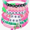 6 Pcs Witch Inspired Musical Gift, Friendship Bracelet, Stackable Vinyl Disc Clay Beaded Stretch Bracelets, CHANGED For GOOD Gifts for Sister Friendship BFF Gifts