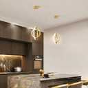 Modern LED Chandelier Gold Ring Pendant Light Fixtures 4000K Dimmable Height Adjustable Pendant Lighting for Dining Room Kitchen Island Bedroom Living Room Foyer（3-Pack）