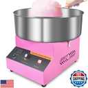 Cotton Candy Machine Commercial, Ajgvq Upgraded 1000W Efficiently Cotton Candy Maker with Stainless Steel Bowl, Bowl Cover, Sugar Scoop, Easy & Safe to Use, Candy Floss Maker for Home, Party, Festival