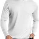 Long Sleeve Rash Guard for Men: Dri Fit Sun Protection UPF 50+ Uv Cooling Moisture Wicking T-Shirt for Workout (White,XXL)