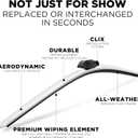 Clix Wipers Custom Colored Windshield Wiper Blades - White 24" + 20" Set of 2, Universal Fit Driver & Passenger, All-Season Automotive Replacement, Quick-Clip Install